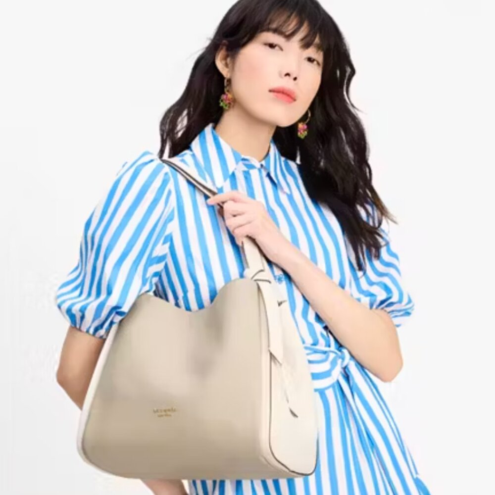 Kate Spade Knott Color-blocked Large Shoulder Bag - beige/white